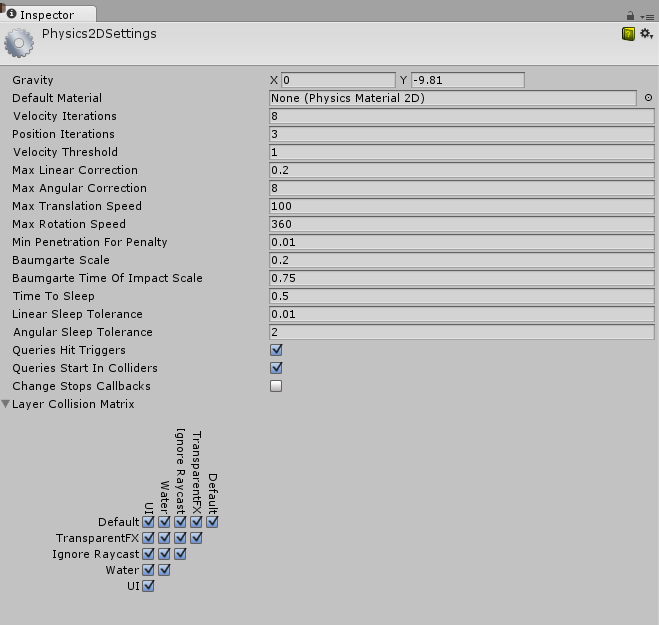 Unity Manual Physics 2d Settings